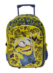 Minions 18-inch Double Handle Trolley School Bag with Lunch Bag & Pencil Bag for Kids, Multicolour