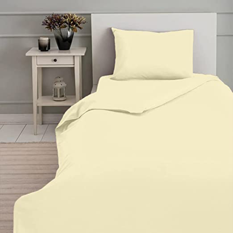 BYFT Tulip 100% Percale Cotton Duvet Cover, 180 Tc, 165 x 245 + 30cm, Single, Cream