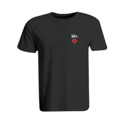 BYFT (Black) Embroidered Cotton T-shirt (Mrs. Lips) Personalized Round Neck T-shirt For Women (Small)-Set of 1 pc-190 GSM