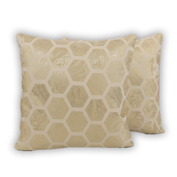 BYFT Golden Honeycomb Pale Gold 16 x 16 Inch Decorative Cushion & Cushion Cover Set of 2