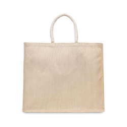 BYFT Laminated Juco Tote Bags with Gusset (Natural) Reusable Eco Friendly Shopping Bag (43.18 x 15.24 x 36.83 Cm) Set of 6 Pcs