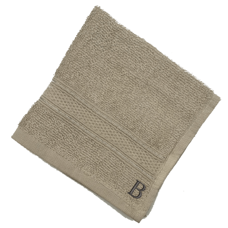 BYFT Daffodil (Light Grey) Monogrammed Face Towel (30 x 30 Cm - Set of 6) 100% Cotton, Absorbent and Quick dry, High Quality Bath Linen- 500 Gsm Black Thread Letter "A"