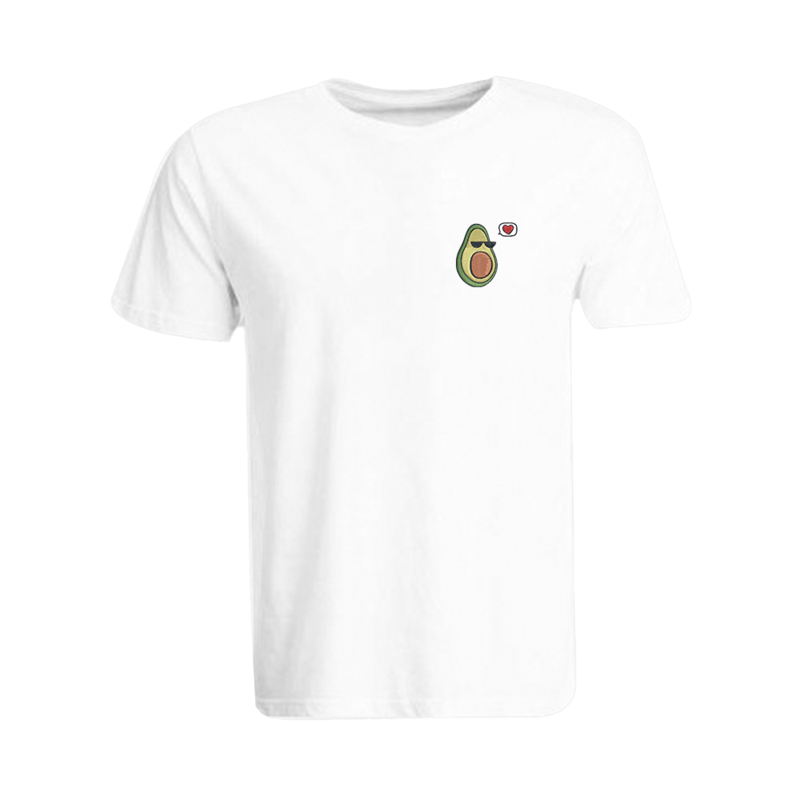 

BYFT (White) Embroidered Cotton T-shirt (Avocado ) Personalized Round Neck T-shirt For Men (Large)-Set of 1 pc-190 GSM