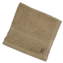 BYFT Daffodil (Light Beige) Monogrammed Face Towel (30 x 30 Cm-Set of 6) 100% Cotton, Absorbent and Quick dry, High Quality Bath Linen-500 Gsm Black Thread Letter "R"
