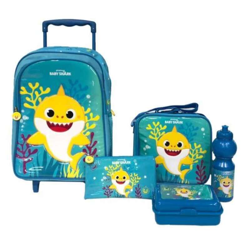 BABY SHARK SCHOOL BAGS SET Multicolor POLYESTER 16 Inch Set of 5