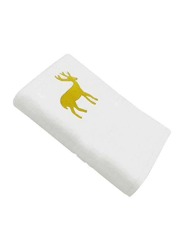 BYFT 100% Cotton Embroidered Reindeer Hand Towel, 50 x 80cm, White/Gold