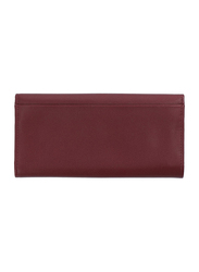 Jafferjees Goldenrod Leather Tri-Fold Wallet for Women, Maroon