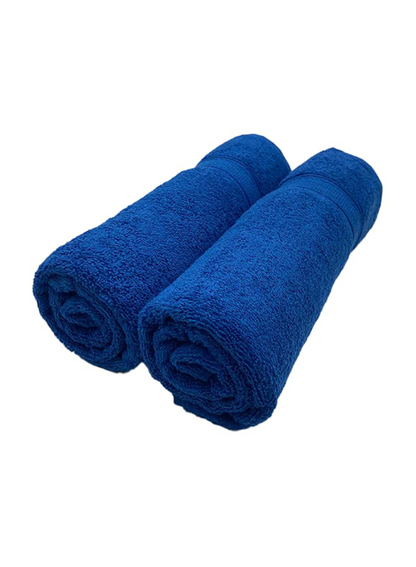 BYFT 2-Piece Daffodil 100% Cotton Bath Towel, 70 x 140cm, Royal Blue