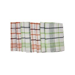 BYFT Orchard Green & Orange Multi Checks (50 x 70 Cm)  Tea Towel-Set of 6