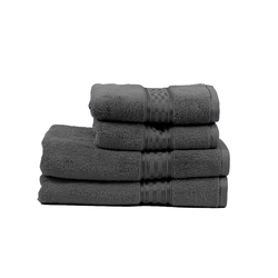 BYFT Home Ultra (Grey) 2 Hand Towel (50 x 90 Cm) & 2 Bath Towel (70 x 140 Cm) 100% Cotton Highly Absorbent, High Quality Bath linen with Checkered Dobby 550 Gsm Set of 4