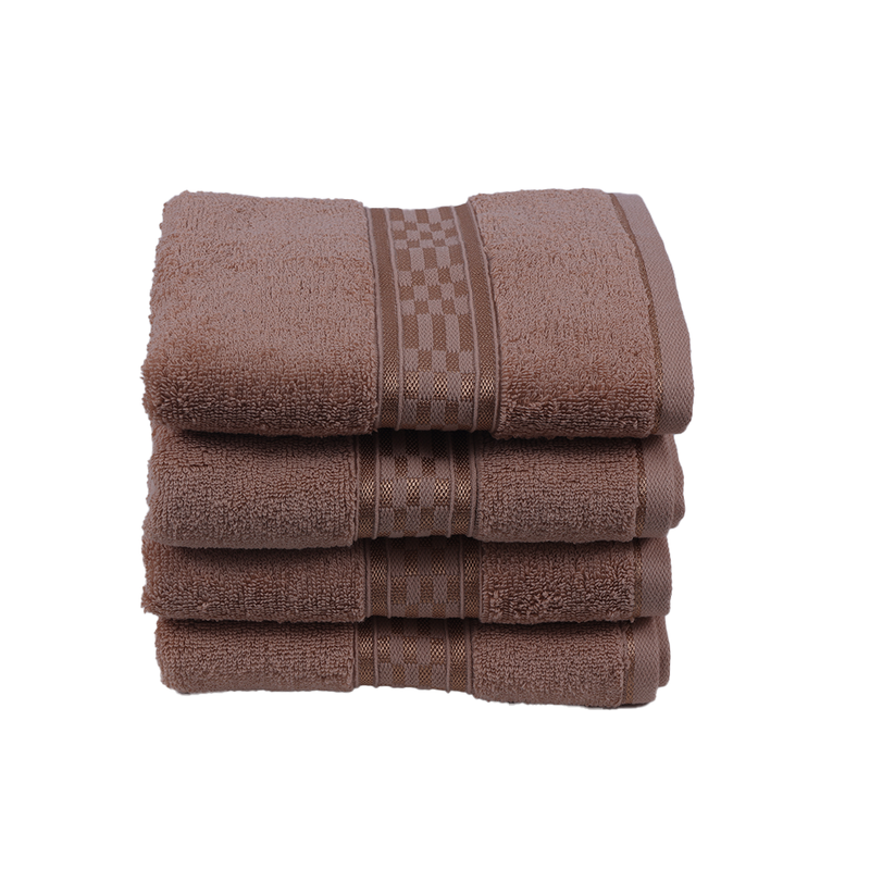 BYFT Home Ultra (Beige) Premium Hand Towel  (50 x 90 Cm - Set of 4) 100% Cotton Highly Absorbent, High Quality Bath linen with Checkered Dobby 550 Gsm