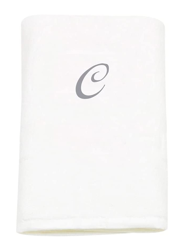 BYFT 100% Cotton Embroidered Letter C Hand Towel, 50 x 80cm, White/Silver