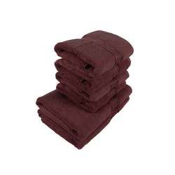 BYFT Home Ultra (Burgundy) 4 Hand Towel (50 x 90 Cm) & 2 Bath Towel (70 x 140 Cm) 100% Cotton Highly Absorbent, High Quality Bath linen with Checkered Dobby 550 Gsm Set of 6