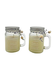 BYFT Home Fragrances Jar Candles for Relaxation with Vanilla Coconut Scent, 2 x 180g, White