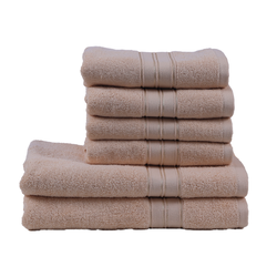 BYFT Home Trendy (Cream) 4 Hand Towel (50 x 90 Cm) & 2 Bath Towel (70 x 140 Cm) 100% Cotton Highly Absorbent, High Quality Bath linen with Striped Dobby 550 Gsm Set of 6