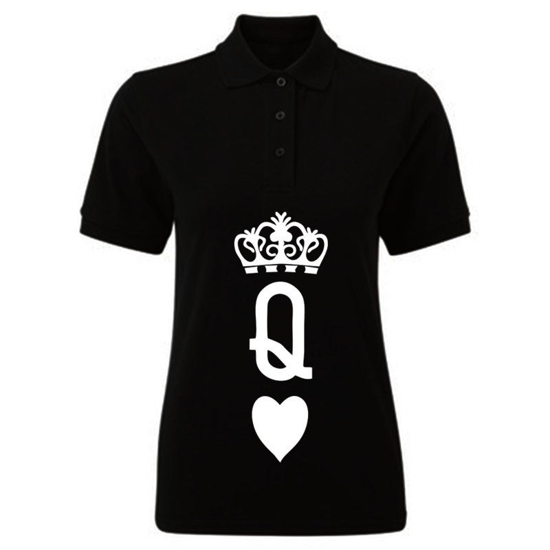 

BYFT (Black) Printed Cotton T-shirt (Crown Queen Heart) Personalized Polo Neck T-shirt For Women (Small)-Set of 1 pc-220 GSM