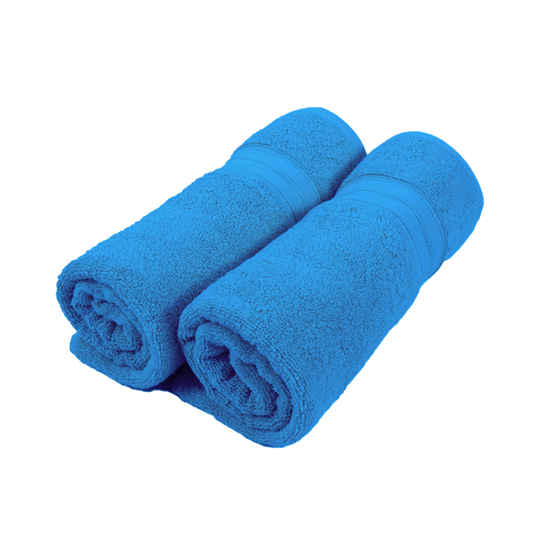 BYFT Home Trendy (Blue) Premium Bath Sheet  (90 x 180 Cm - Set of 2) 100% Cotton Highly Absorbent, High Quality Bath linen with Striped Dobby 550 Gsm