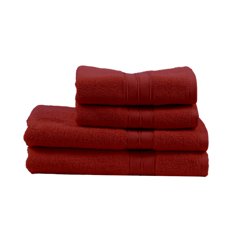 BYFT Home Trendy (Red) 2 Hand Towel (50 x 90 Cm) & 2 Bath Towel (70 x 140 Cm) 100% Cotton Highly Absorbent, High Quality Bath linen with Striped Dobby 550 Gsm Set of 4