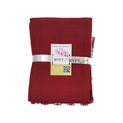 BYFT Orchard Heavy Waffle Kitchen Towel (50 x 70 Cm)  Multicheck - Red & White (Set of 6)