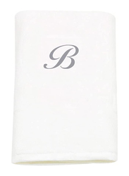BYFT 100% Cotton Embroidered Letter B Hand Towel, 50 x 80cm, White/Silver