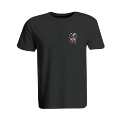BYFT (Black) Embroidered Cotton T-shirt (Him & Her with Heart ) Personalized Round Neck T-shirt For Men (Small)-Set of 1 pc-190 GSM