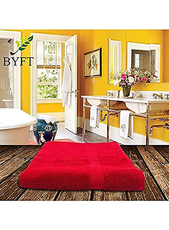 BYFT Gardenia 100% Cotton Bath Towel, Red