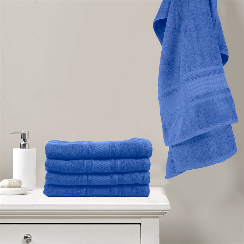 BYFT Home Castle (Blue) Premium Bath Towel  (70 x 140 Cm - Set of 2) 100% Cotton Highly Absorbent, High Quality Bath linen with Diamond Dobby 550 Gsm
