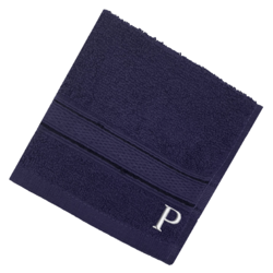 BYFT Daffodil (Navy Blue) Monogrammed Face Towel (30 x 30 Cm-Set of 6) 100% Cotton, Absorbent and Quick dry, High Quality Bath Linen-500 Gsm White Thread Letter "P"