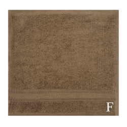 BYFT Daffodil (Dark Beige) Monogrammed Face Towel (30 x 30 Cm-Set of 6) 100% Cotton, Absorbent and Quick dry, High Quality Bath Linen-500 Gsm White Thread Letter "F"