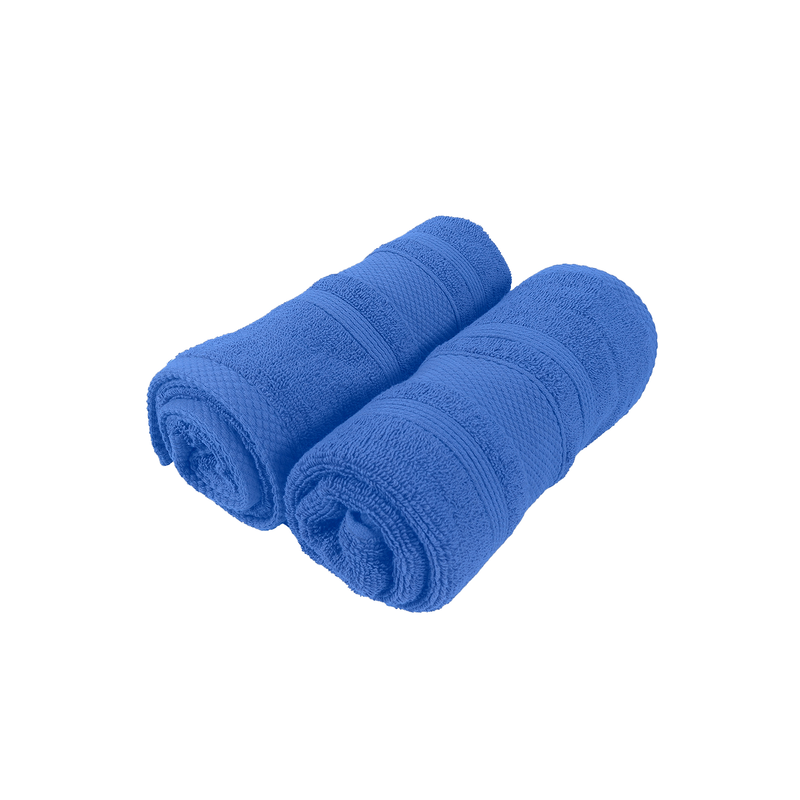 BYFT Home Castle (Blue) Premium Hand Towel  (50 x 90 Cm - Set of 2) 100% Cotton Highly Absorbent, High Quality Bath linen with Diamond Dobby 550 Gsm