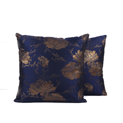 BYFT Golden Rose Indigo Blue 16 x 16 Inch Decorative Cushion Cover Set of 2