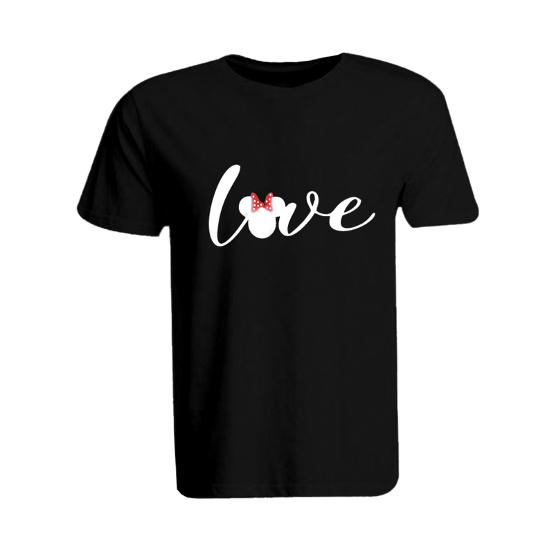 BYFT (Black) Printed Cotton T-shirt (Minnie Love) Personalized Round Neck T-shirt For Women (XL)-Set of 1 pc-190 GSM