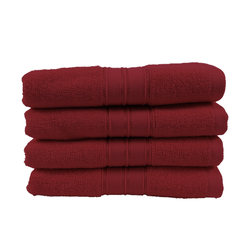 BYFT Home Trendy (Red) Premium Hand Towel  (50 x 90 Cm - Set of 4) 100% Cotton Highly Absorbent, High Quality Bath linen with Striped Dobby 550 Gsm