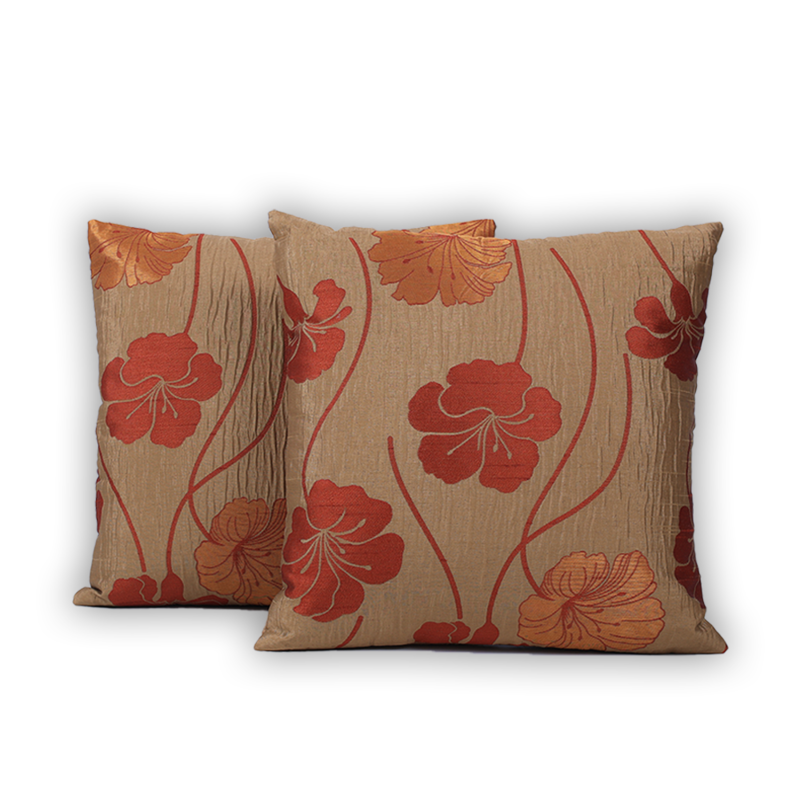 BYFT Sun-Kissed Hibiscus Pale Gold 16 x 16 Inch Decorative Cushion & Cushion Cover Set of 2