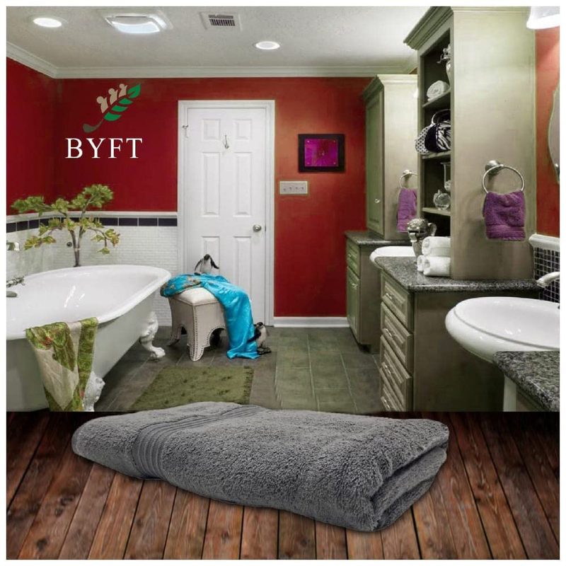 BYFT Home Essential 100% Cotton Bath Towel, 70 x 140cm, Charcoal Dark Grey