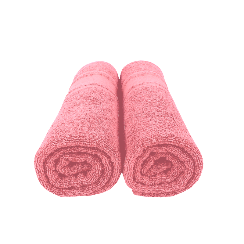 BYFT Home Castle (Pink) Premium Bath Towel  (70 x 140 Cm - Set of 2) 100% Cotton Highly Absorbent, High Quality Bath linen with Diamond Dobby 550 Gsm