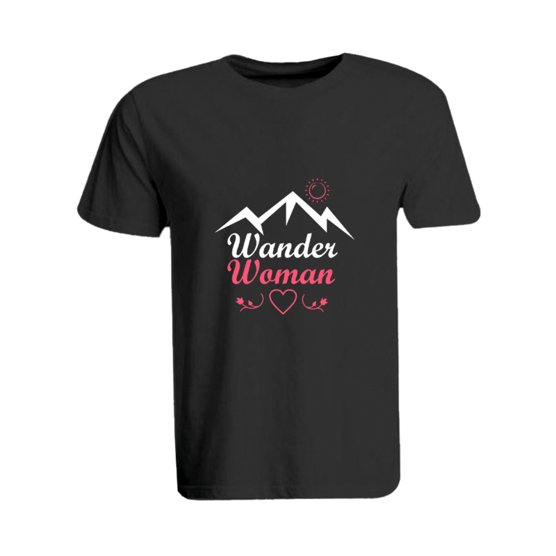 

BYFT (Black) Printed Cotton T-shirt (Wander women) Personalized Round Neck T-shirt For Women (XL)-Set of 1 pc-190 GSM