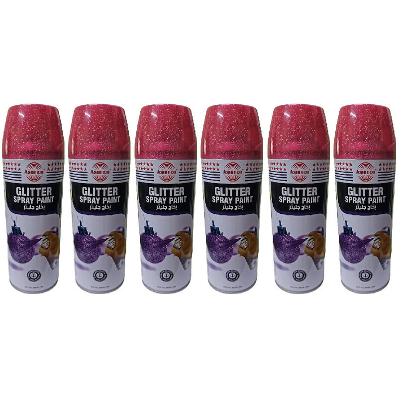 

Asmaco Glitter Spray Paint - Dark Red - 400 Ml - Set of 06