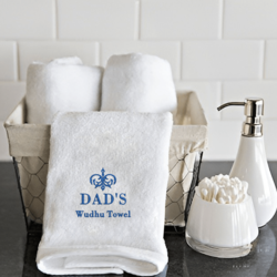 BYFT Embroidered for you (White) Ramadan Theme Personalized Hand Towel (Dad's Wudhu Towel) 100% Cotton, Highly Absorbent and Quick dry, Premium Wudhu Towel-600 Gsm