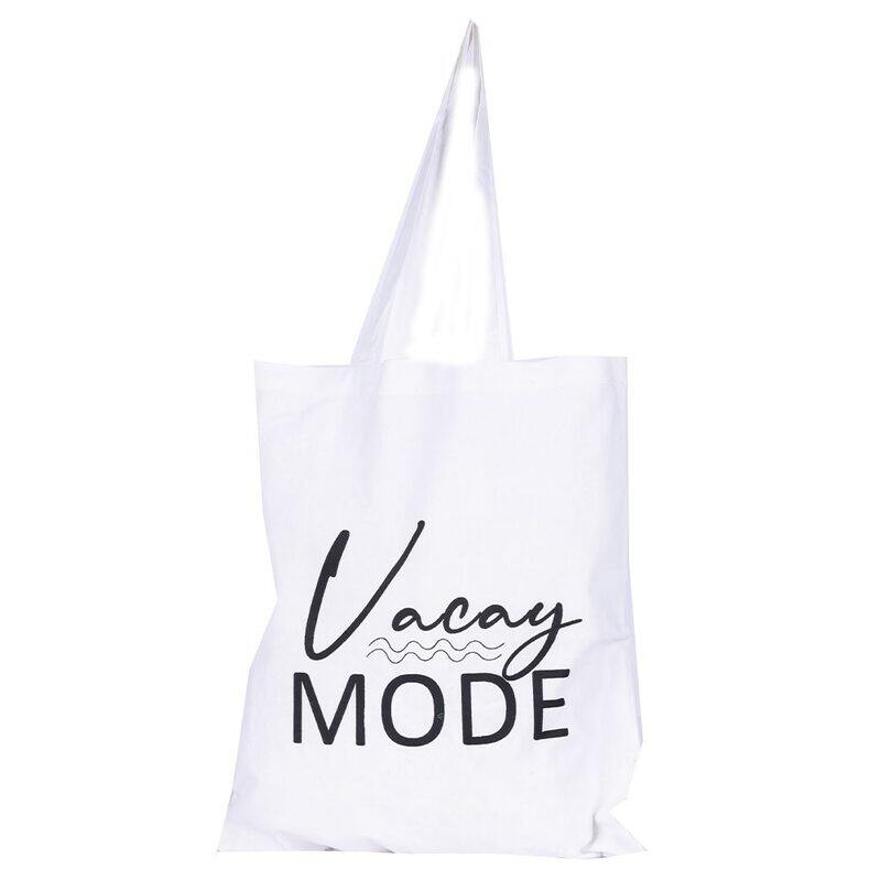 

BYFT White Cotton Flat Tote Bag (Vacay Mode)
