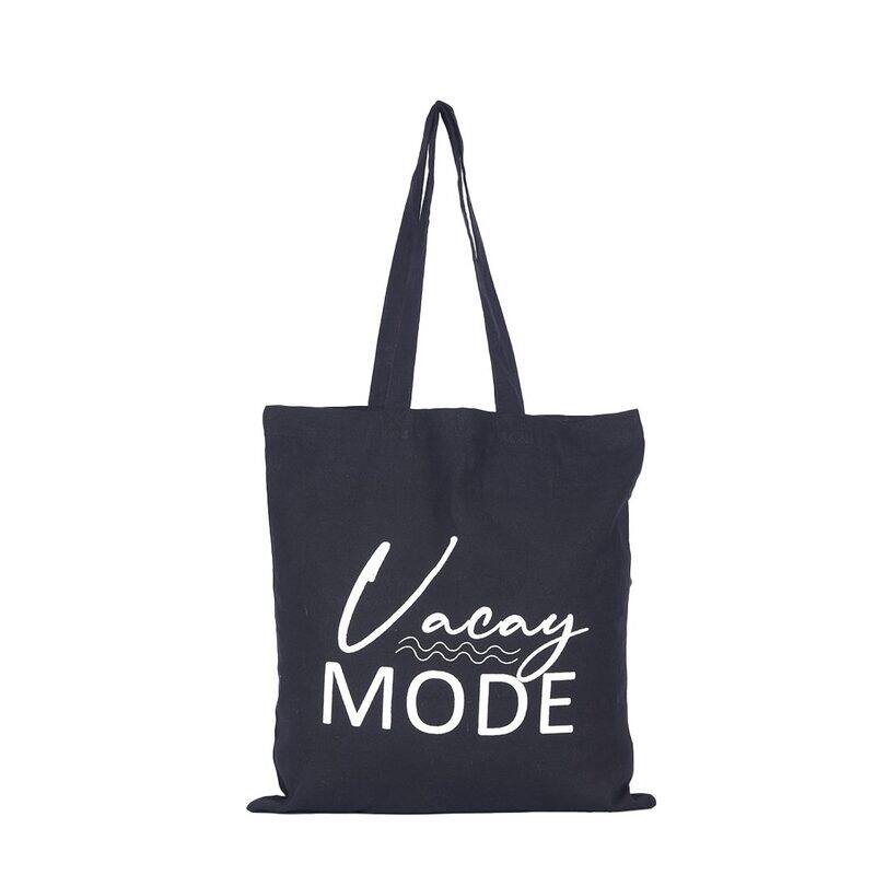 

BYFT Black Cotton Flat Tote Bag (Vacay Mode)