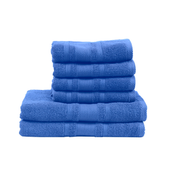 BYFT Home Castle (Blue) 4 Hand Towel (50 x 90 Cm) & 2 Bath Towel (70 x 140 Cm) 100% Cotton Highly Absorbent, High Quality Bath linen with Diamond Dobby 550 Gsm Set of 6