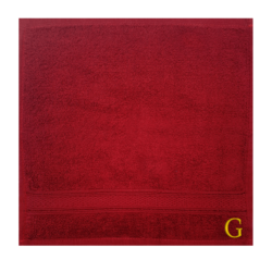 BYFT Daffodil (Burgundy) Monogrammed Face Towel (30 x 30 Cm-Set of 6) 100% Cotton, Absorbent and Quick dry, High Quality Bath Linen-500 Gsm Golden Thread Letter "G"