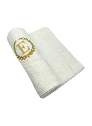 BYFT 100% Cotton Embroidered Monogrammed Letter E Bath Towel, 70 x 140cm, White/Gold