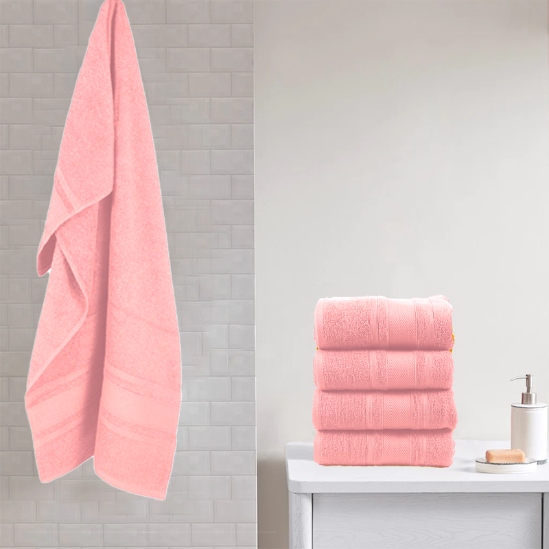 BYFT Home Castle (Pink) Premium Bath Sheet  (90 x 180 Cm - Set of 1) 100% Cotton Highly Absorbent, High Quality Bath linen with Diamond Dobby 550 Gsm