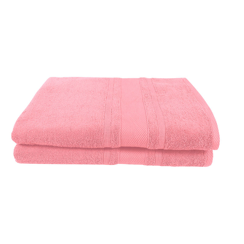 BYFT Home Castle (Pink) Premium Bath Towel  (70 x 140 Cm - Set of 2) 100% Cotton Highly Absorbent, High Quality Bath linen with Diamond Dobby 550 Gsm