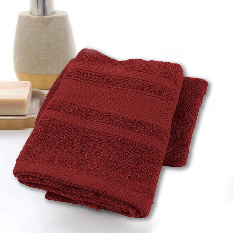 BYFT Home Castle (Maroon) Premium Hand Towel  (50 x 90 Cm - Set of 4) 100% Cotton Highly Absorbent, High Quality Bath linen with Diamond Dobby 550 Gsm