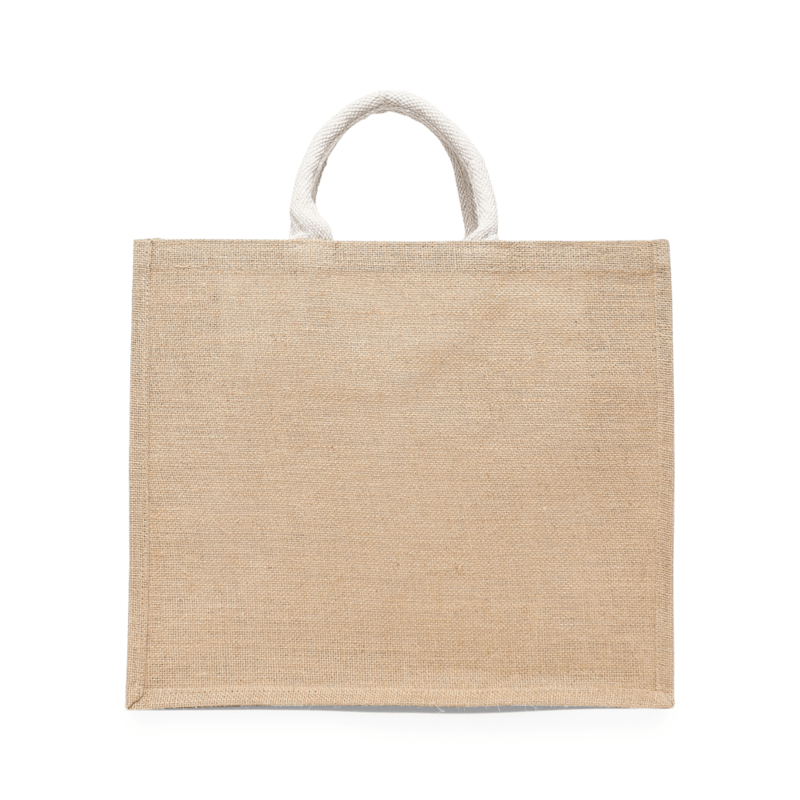 BYFT Laminated Jute Tote Bags with Gusset (Natural) Reusable Eco Friendly Shopping Bag (43.18 x 15.24 x 36.83 Cm) Set of 6 Pcs