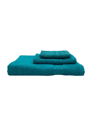 BYFT 3-Piece Daffodil 100% Cotton Towel Set, Turquoise Blue