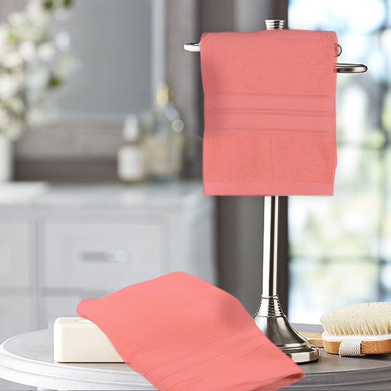 BYFT Home Trendy (Pink) Premium Hand Towel  (50 x 90 Cm - Set of 2) 100% Cotton Highly Absorbent, High Quality Bath linen with Striped Dobby 550 Gsm